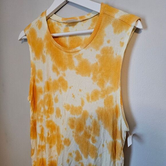 Abound Tank Top Tie Dye Orange Cream Casual Summer Ribbed Trendy Neutral - Picture 2 of 7